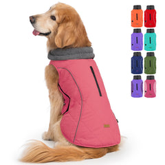 EMUST winter coat for XXL dogs in pink on a walk providing windproof warmth