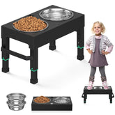 Enayplon metal elevated dog bowls stand front view highlights sturdy frame for large breeds' meals
