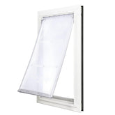 Endura Flap single flap pet door frame demonstrates durable aluminum frame for weather resistance.