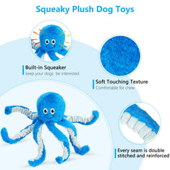 Eneston dog toy octopus 6-legs tug supports playful bonding through tug-of-war sessions.