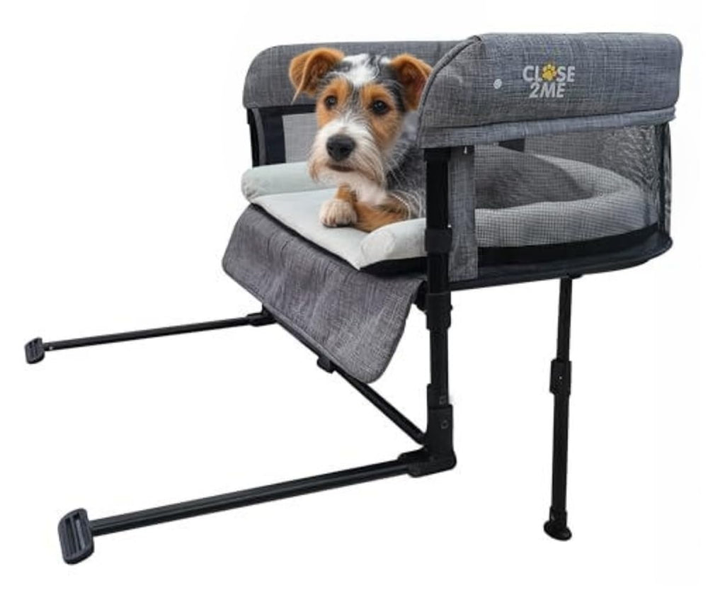 Englacha Close2me bedside setup shows close cuddling and convenient pet proximity at night.