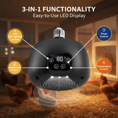 Enhon heater shows adjustable temperature control for precise warmth in the coop