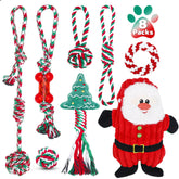 Enido Christmas dog chew toys 8-pack for interactive play and teething