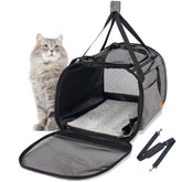 Eniosvar cat carrier with soft-sided mesh for breathable comfort during travel
