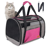Eniosvar large cat carrier soft-sided mesh frame pink for comfortable travel