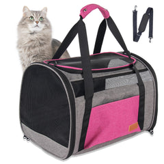 Eniosvar large cat carrier soft-sided mesh frame pink for comfortable travel