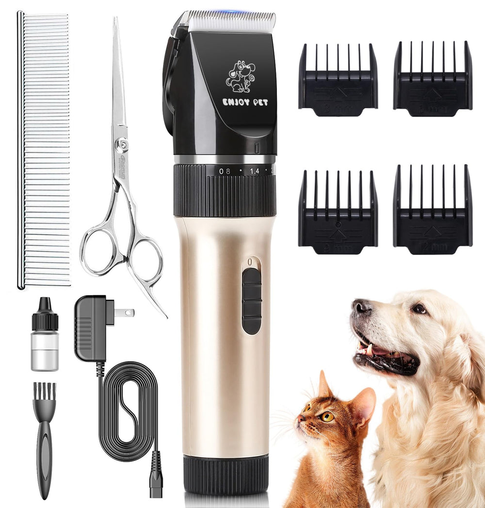 ENJOY PET dog clippers with 24-tooth blades for cooler, precise trimming.