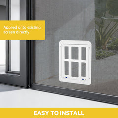 Enjoying dog door installation process with tools and frame.