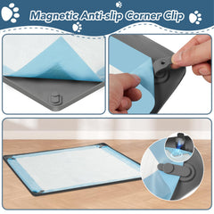 Enskatec Pee Pad Holder raised edge contains messes and spills.