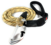 Enthusiast Gear locking carabiner leash clip demonstrates secure attachment for walks