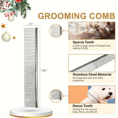 ENUKYCOM stainless steel comb—easy cleanup from slicker debris.