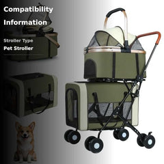 ENVTEK double-pet-stroller-lockable-wheels ensure stable stops during outings.