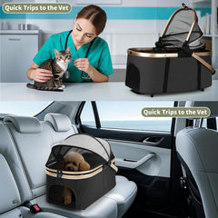 ENVTEK Double Pet Stroller safety belts securing two pets during movement.