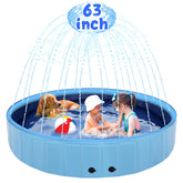 Eooqi 63-inch dog pool with sprinkler for cooling and backyard fun.