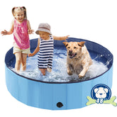 eooqi foldable dog pool assembled blue for outdoor cooling and easy drainage