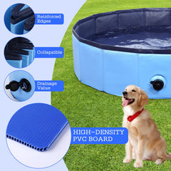 eooqi foldable dog pool water-filled in backyard with non-slip bottom