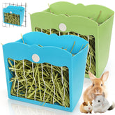 Eorbow 2Pack rabbit hay feeders shown ready for use with a clear view of the metal grate for tidy feeding