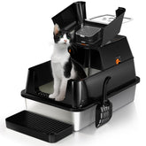 Eosarcu stainless-steel cat litter box lid 180 flip top for effortless cleaning.