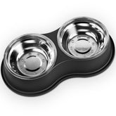 EpetsLove dog bowls double set front view for easy feeding of food and water