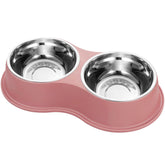 EpetsLove double dog bowls stainless steel 2-pack for convenient food and water.