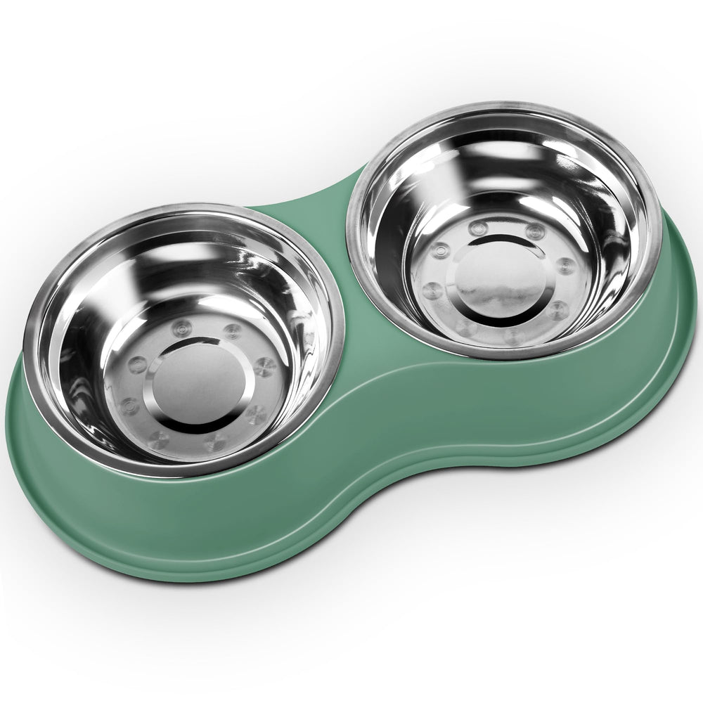 EpetsLove large double bowls set with raised stand for feeding comfort.