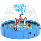 EPN large foldable dog pool full view shows spacious 97-inch diameter for shared summer play.