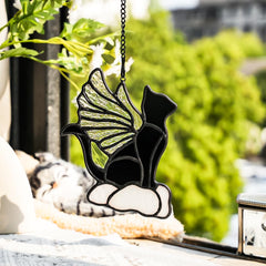 EPOGIFTS angel wings iridescent cat adds radiant glow to windows.