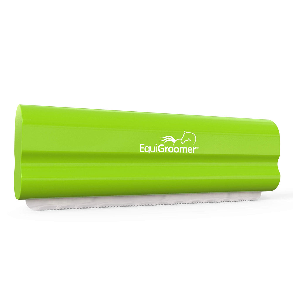 EquiGroomer EasyGroomer deshedding brush lime green handle removing loose fur during grooming