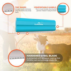 EquiGroomer EasyGroomer pet safe barbs protect skin while reducing loose fur.