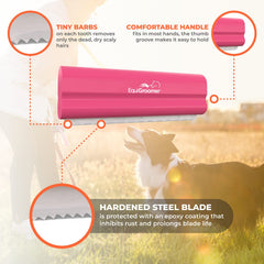 EquiGroomer EasyGroomer deshedding brush pink ergonomic handle for easy grip