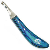 Equine Care Right-Handed Hoof Knife double-edged blade close-up supports precise trimming.