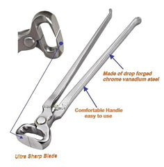 Equinez Tools 14-Inch hoof nipper in field use shows rust-resistant performance