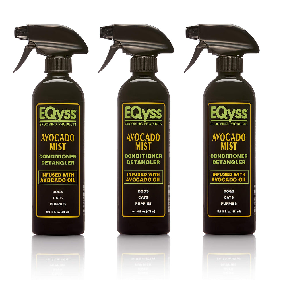 Eqyss Avocado Mist bottle closeup for weightless conditioning and shine.