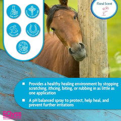 Eqyss Micro-Tek bottle with botanicals signaling natural, gentle formula for horses.