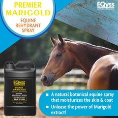 Eqyss Premier Marigold Coat Spray applied to mane and tail for smoother detangling and moisture.