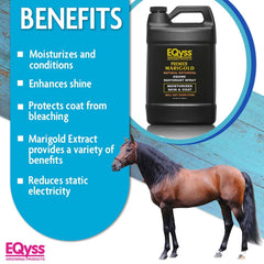 Eqyss Premier Marigold Coat Spray adds natural shine with a light, residue-free finish.