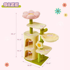 Erinnyees Flower Cat Tree condos provide cozy observation spaces for cats.