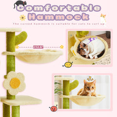 Erinnyees Flower Cat Tree sisal posts support nails and playful scratching.