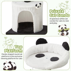 Erinnyees Panda Cat Tree dangling ball invites playful batting and interaction.