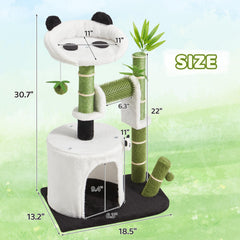 Erinnyees Panda Cat Tree self groomer offers gentle grooming for cats.