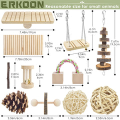 ERKOON 12-pack hamster chew toys bell roller provides interactive play and dental wear.