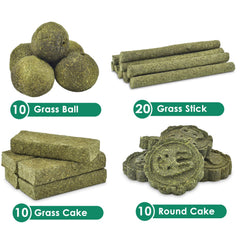ERKOON Timothy hay chews varied shapes stimulate curiosity and play.