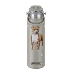 E&S Pets Serengeti 24 oz bottle features 3D pit bull art for on-the-go hydration.