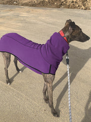 Esobo fleece dog coat back and abdominal openings for easy potty breaks.