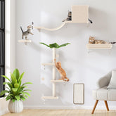 ESOTTE cat wall shelves beige plush bridge offers a cozy lounging spot and exploration height.
