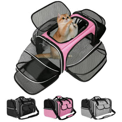 ESTARER soft-sided pet carrier front view for comfortable travel with cats and small dogs.