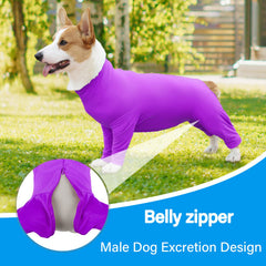 Etdane dog surgery suit belly zipper closeup for easy bathroom access