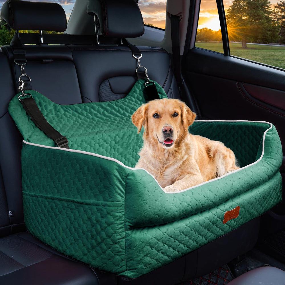 EUHAMS dog booster seat back view showing elevated visibility and comfort