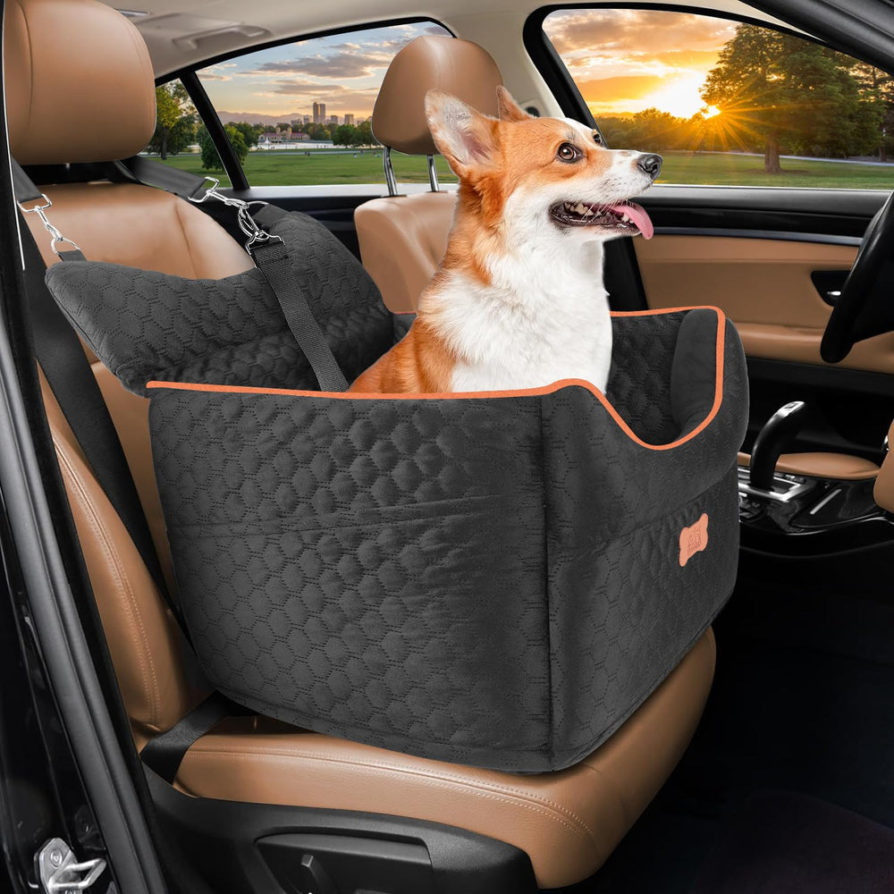 EUHAMS dog car seat with memory foam boost for calm rides and elevated view.
