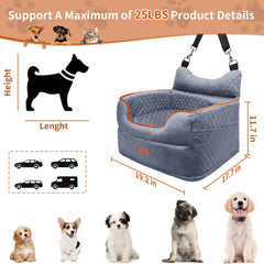 EUHAMS dog car seat with safety leash snap hook keeps your pup secure.